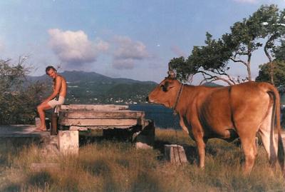 What a view!  The old Leper colony with grand anse in the background 1986