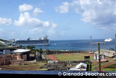 Olga's Grenada Bed & Breakfast view of grand anse, caribbean sea and cruise ships